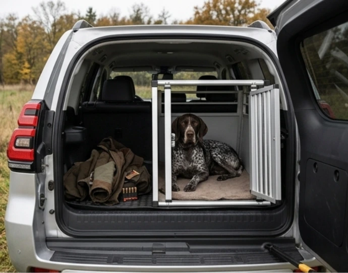 Chien dans la caisse