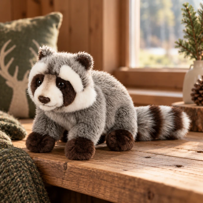Peluche raton laveur interieur