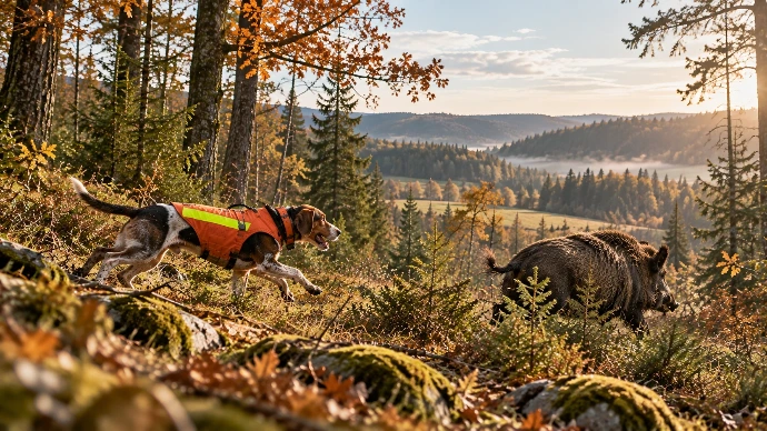 Chien de chasse et sanglier