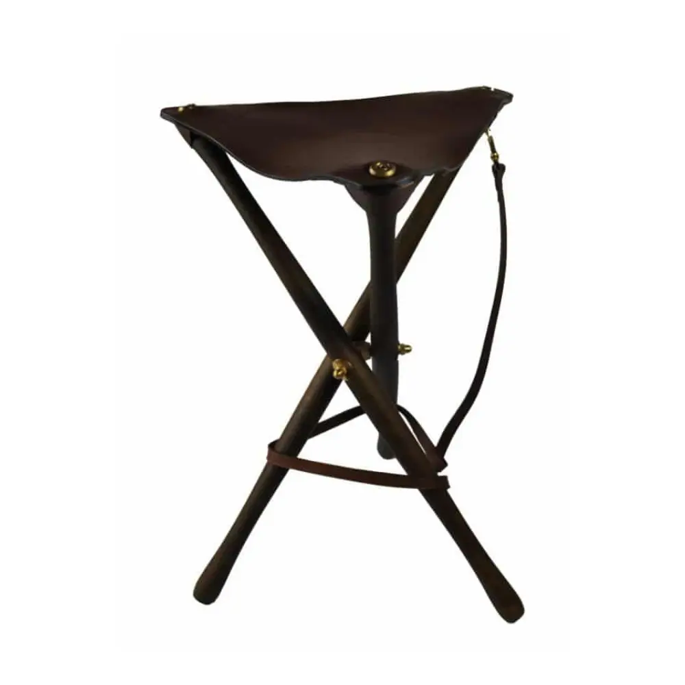 Folding Leather Hunting Tripod Seat - Compact and Portable