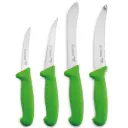 Set van 4 groene slagersmessen voor professionele snijwerkzaamheden